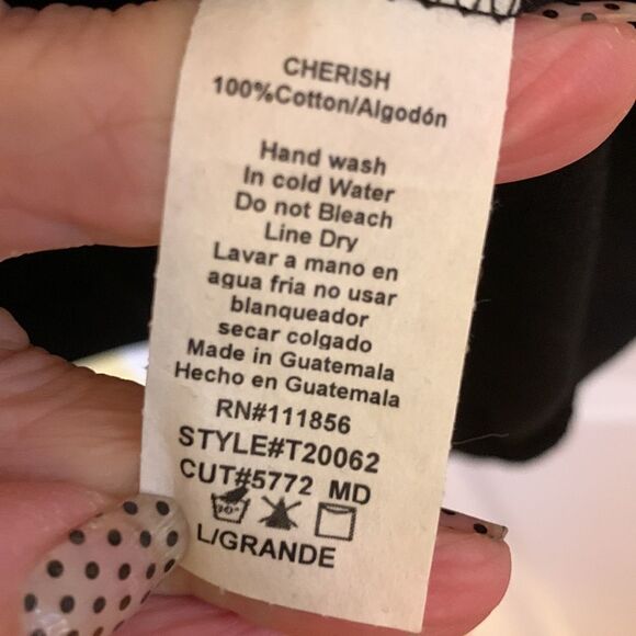 Cherish size large three-quarter sleeve unique black top with Large Bow detail - Picture 6 of 9